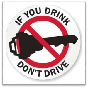 A sign with a key with a red stripe through it saying "If you drink don't drive"