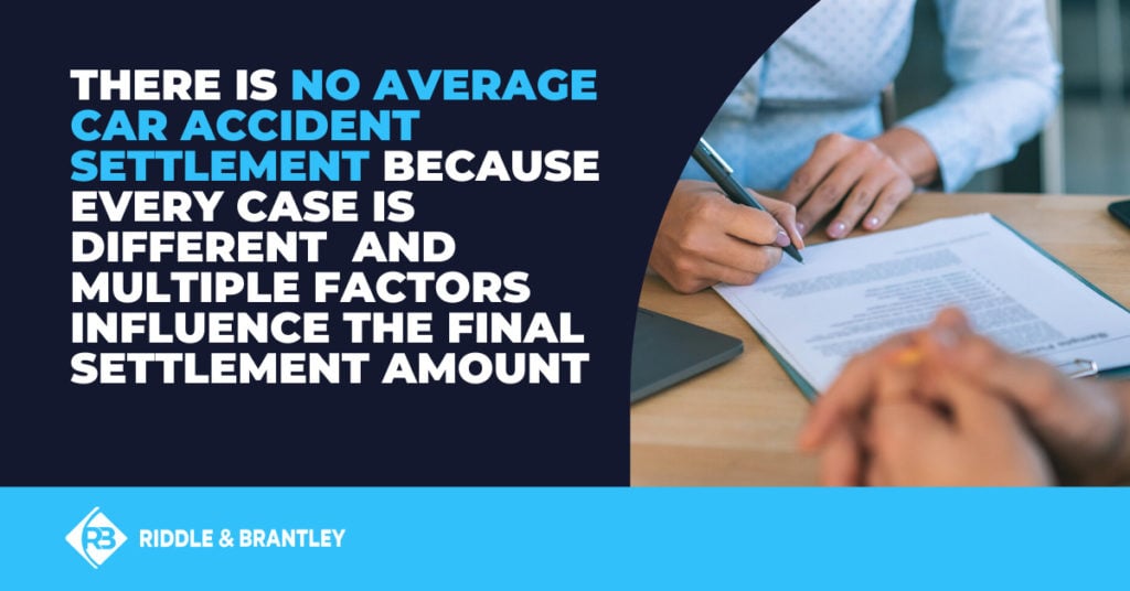 There is no average car accident settlement because every case is different and multiple factors influence the final settlement amount.