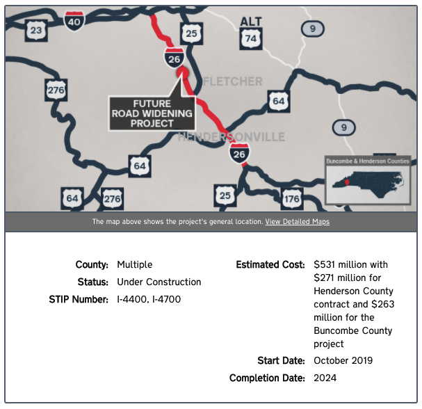 I-70 Widening Project Near Asheville NC