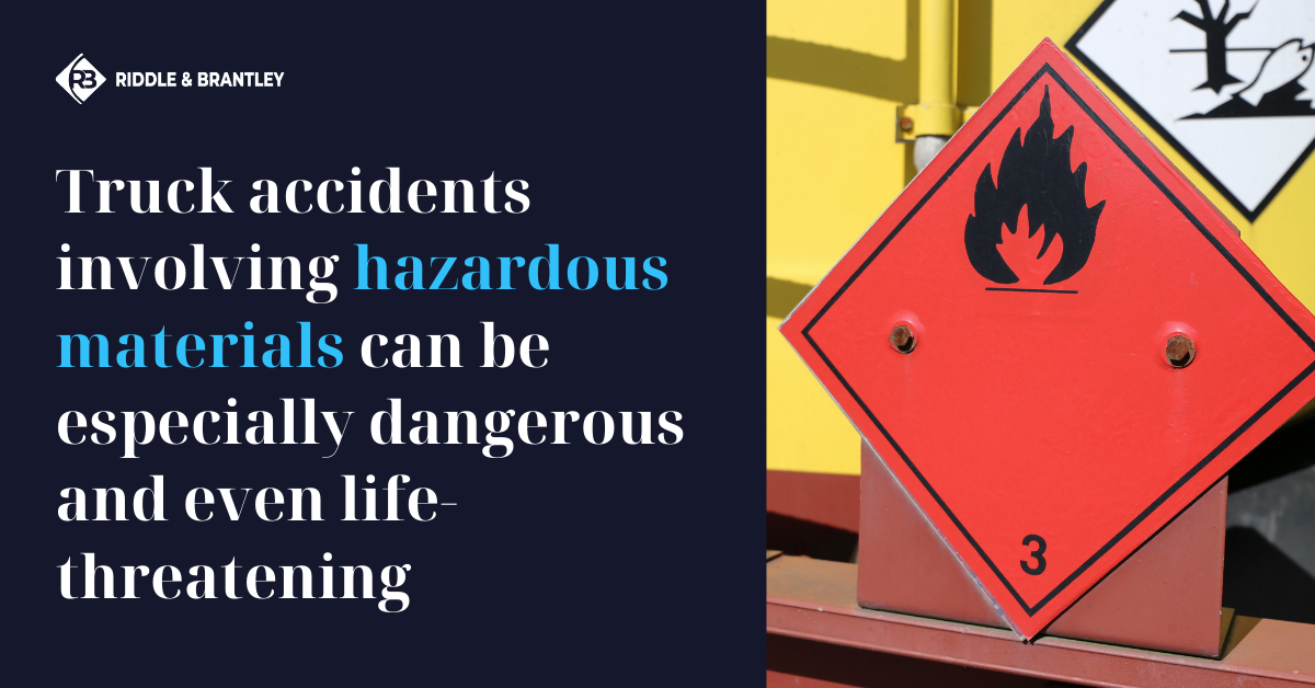 Truck accidents involving hazardous materials can be especially dangerous and even life threatening