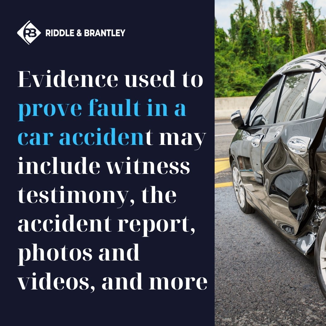 Evidence used to prove fault in a car accident may include witness testimony, the accident report, photos and videos, and more.