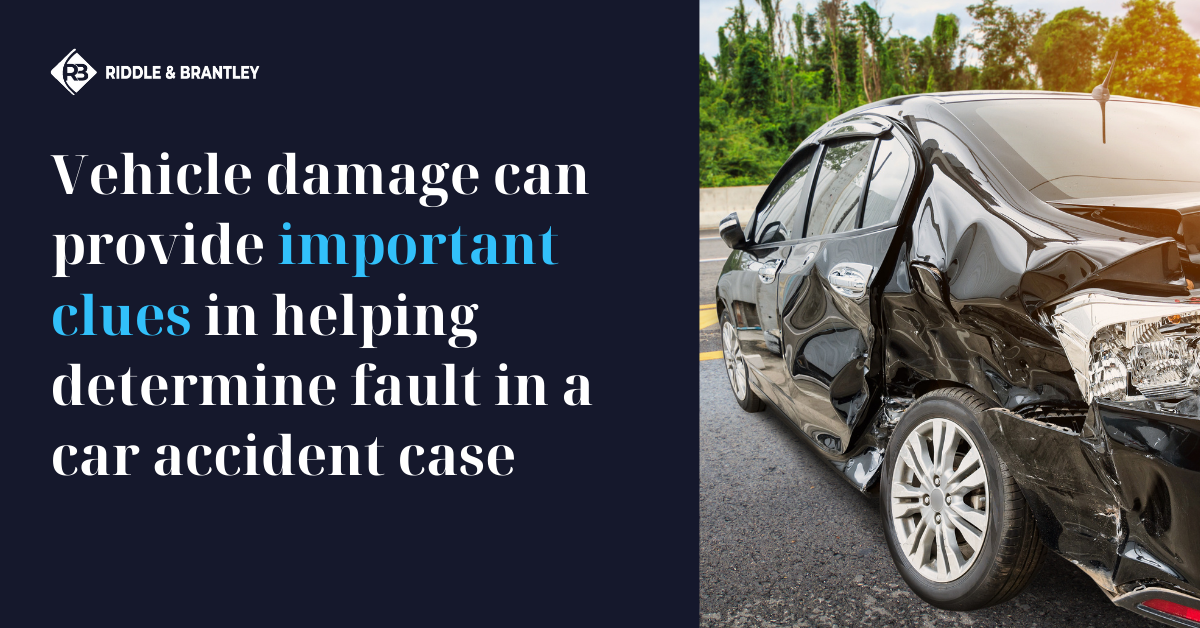 Vehicle Damage can provite important clues in helping determine fault in a car accident case - Riddle & Brantley