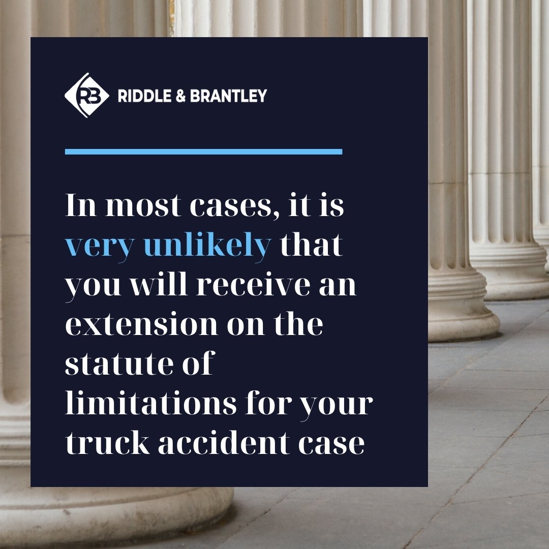 North Carolina Statute of Limitations Extension for Truck Accident Case - Riddle & Brantley