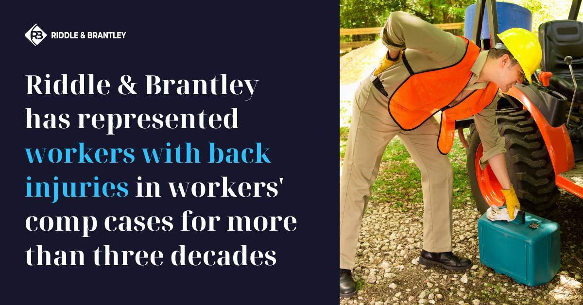 Riddle & Brantley has represented workers with back injuries in Workers' Comp cases for more than three decades - Riddle & Brantley Work Injury Lawyers in North Carolina