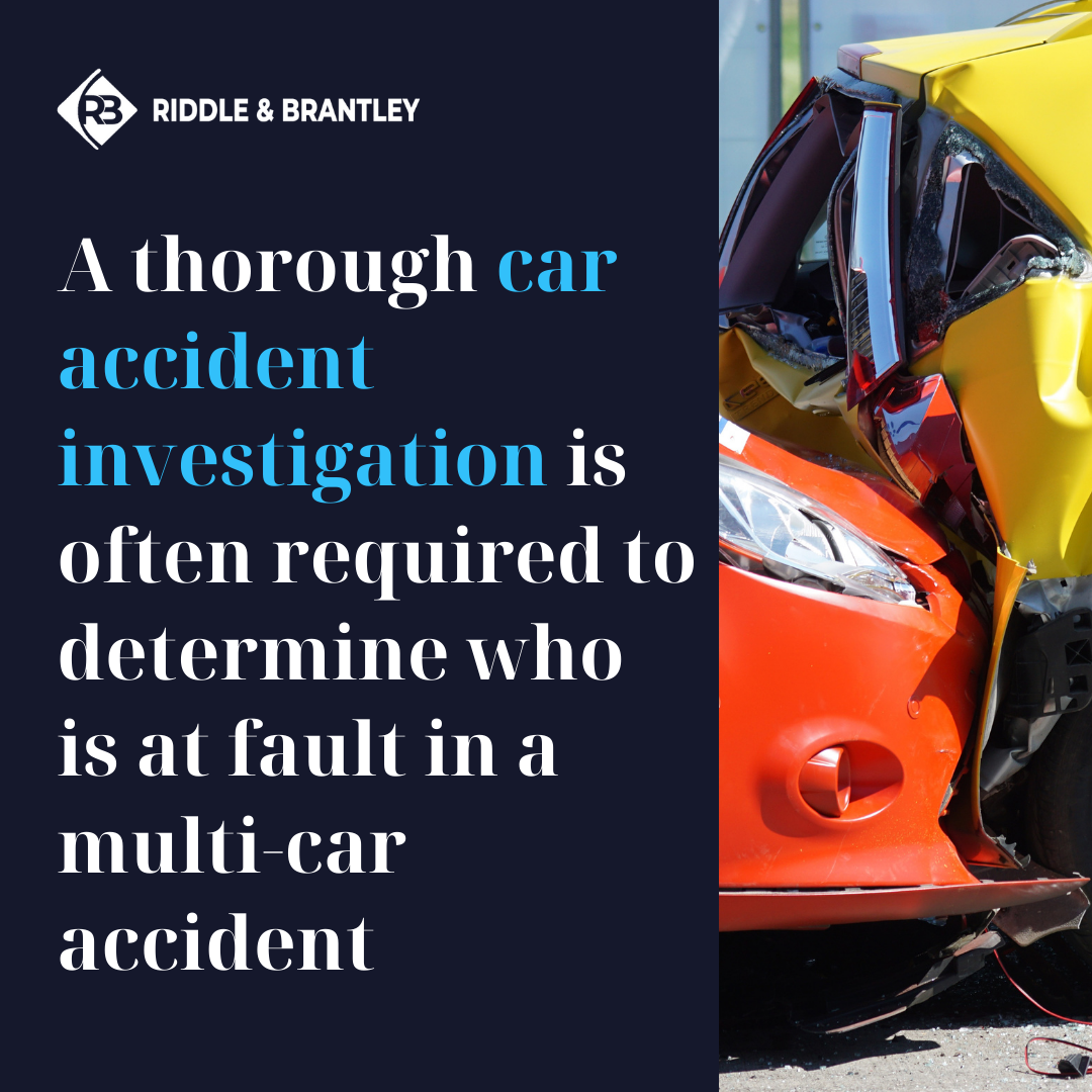 A thorough car accident investigation is often required to determine who is at fault in a multi-car accident.