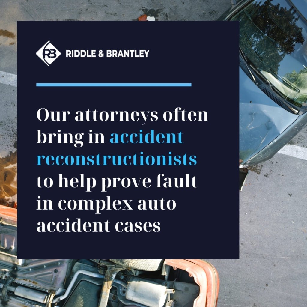 Our attorneys often bring in accident reconstructionists to help prove fault in complex auto accident cases.