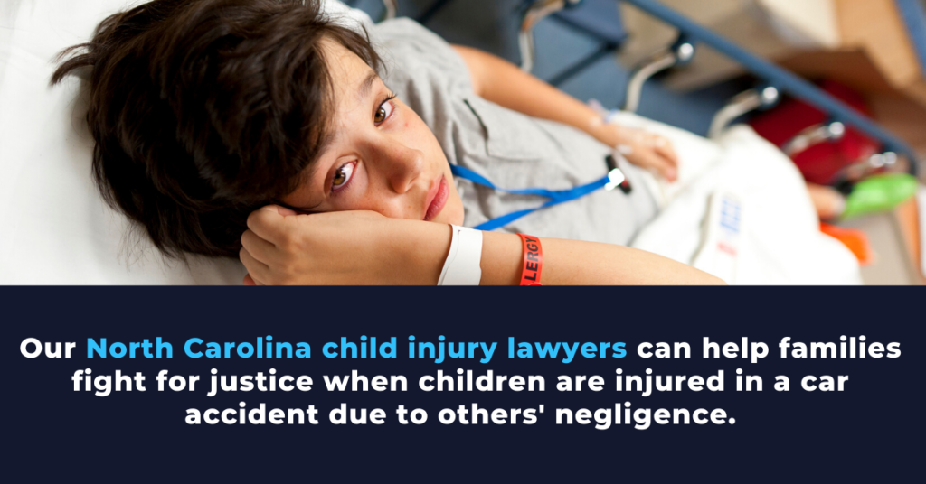 Our North Carolina child injury lawyers can help families fight for justice when children are injured in a car accident due to others' negligence.