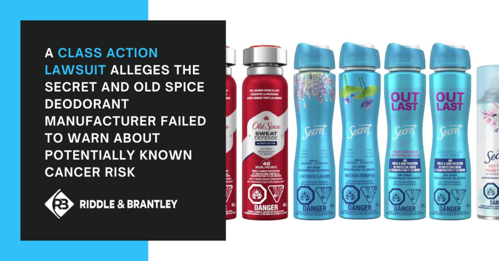 Demanda colectiva contra el fabricante de desodorantes Old Spice y Secret, Procter &amp; Gamble