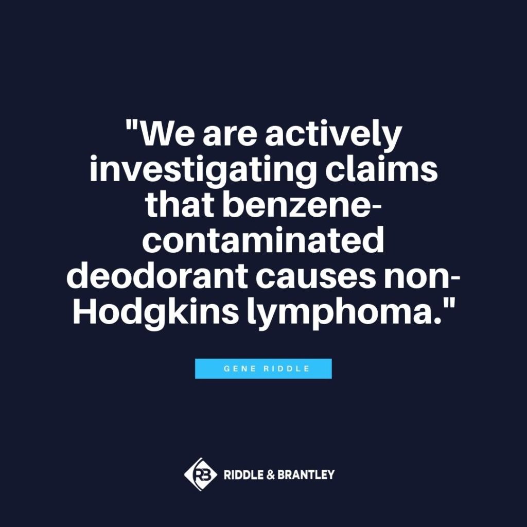 Non-Hodgkins Lymphoma Deodorant Lawsuit - Riddle & Brantley