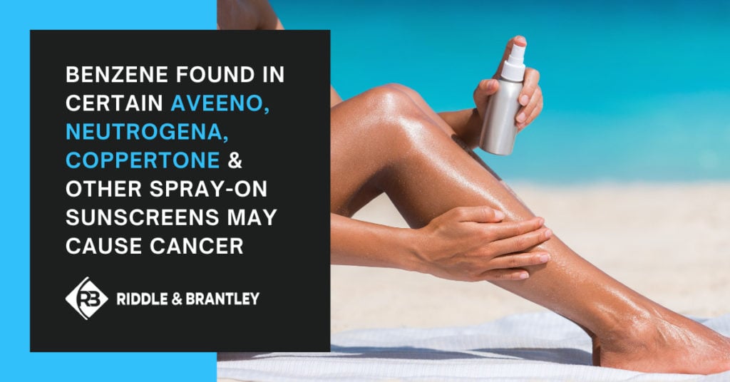 Benzene found in certain Aveeno, Neutrogena, Coppertone and other spray-on sunscreens may cause cancer