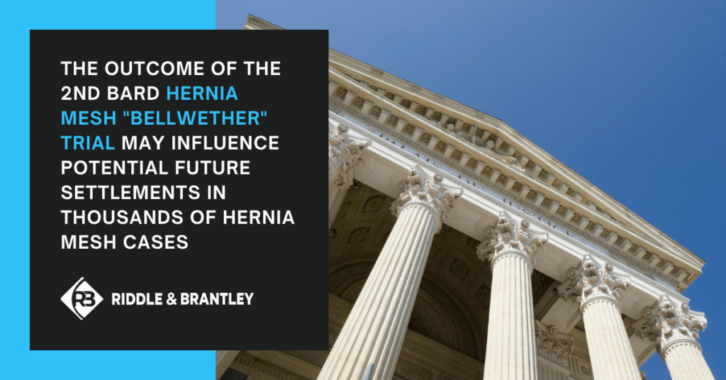 The outcome of the 2nd Bard hernia mesh bellwether trial may influence potential future settlements in thousands of hernia mesh cases.