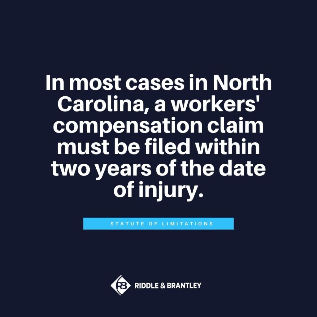 In most cases in North Carolina, a workers' compensation claim must be filed within two years of the date of injury.
