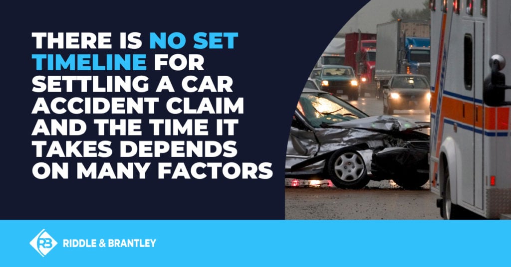 There is no set timeline for settling a car accident claim and the time it takes depends on many factors