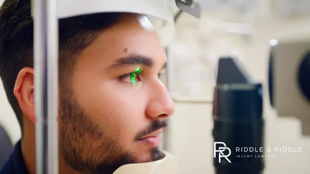 A-man-undergoes-a-professional-eye-examination-using-specialized-medical-equipment