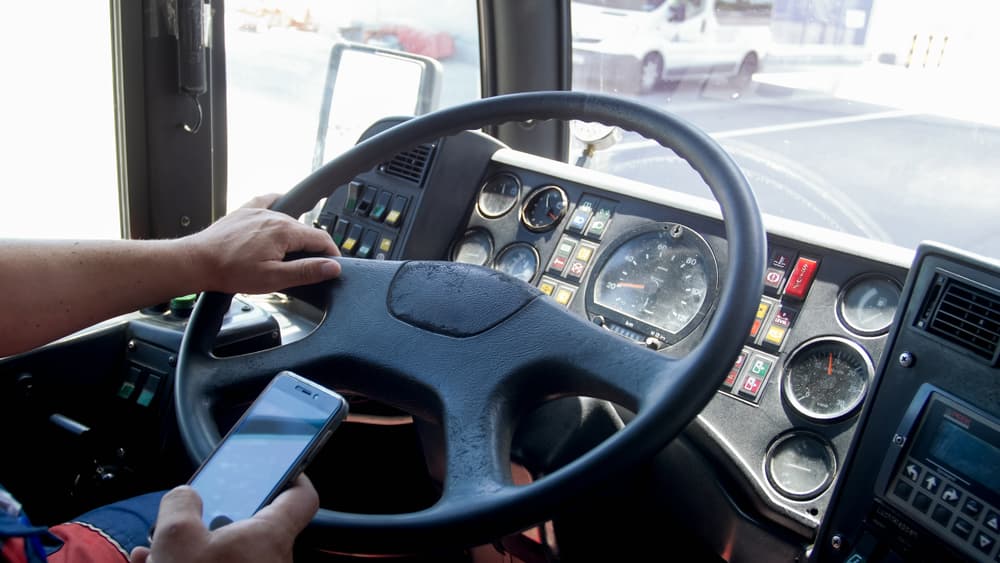 Truck Driver using mobile phone while driving