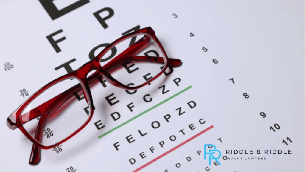 Glasses on a vision loss board