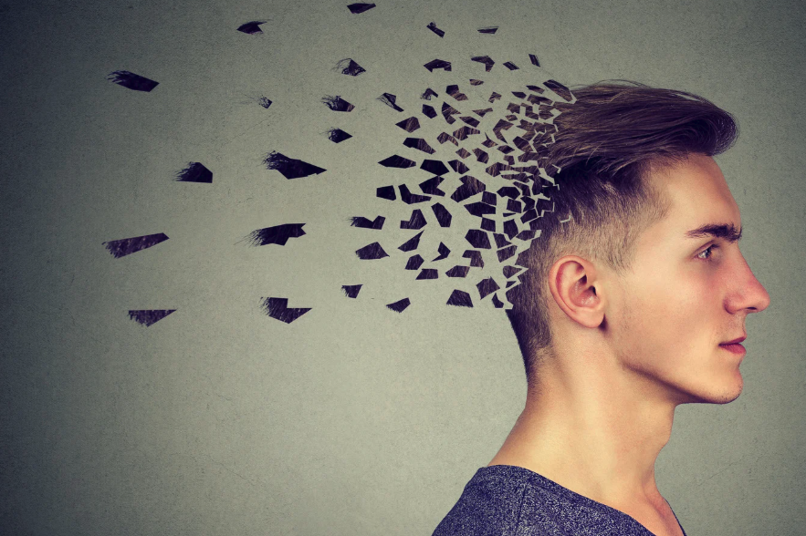 Side profile of man with memory loss