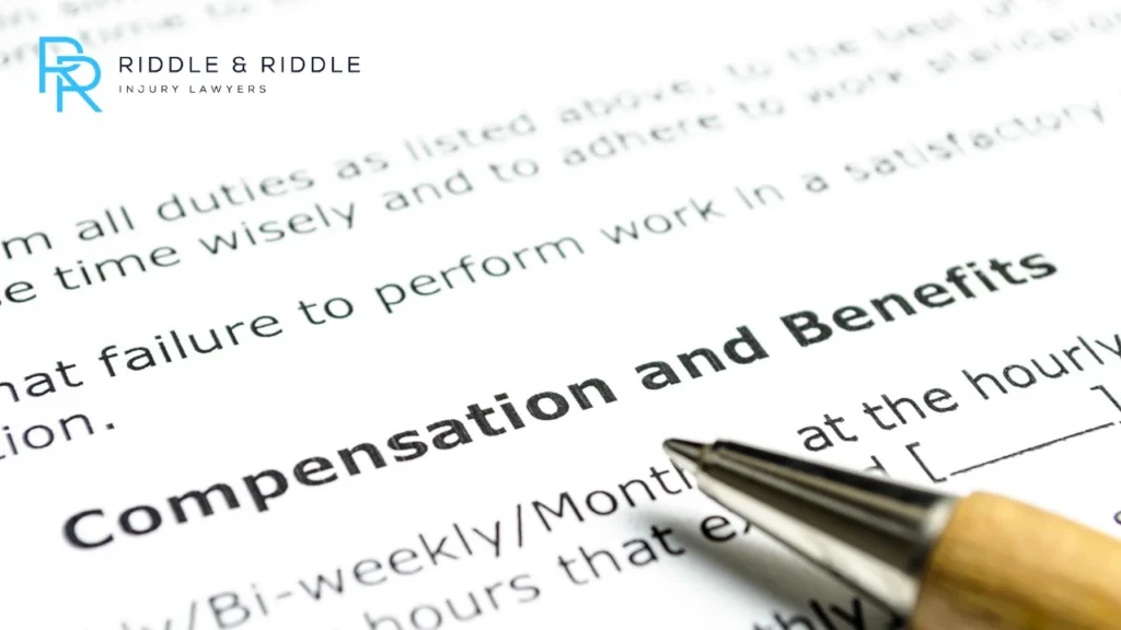 Paper showing compensation and benefits for workers compensation
