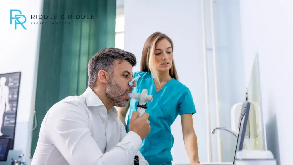 Nurse doing exam on patient at doctor's office