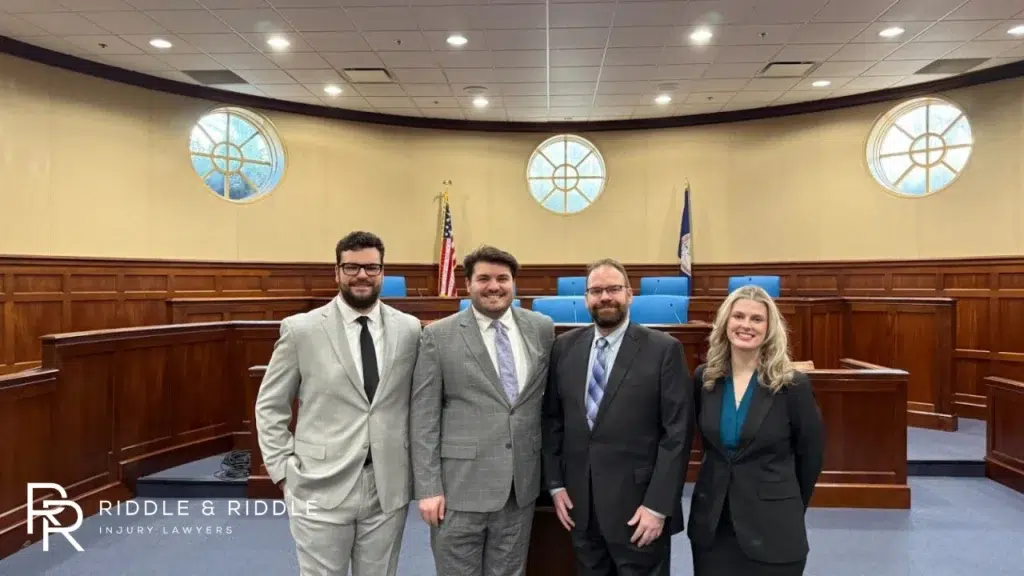 Riddle & Riddle Injury Lawyers in a court room