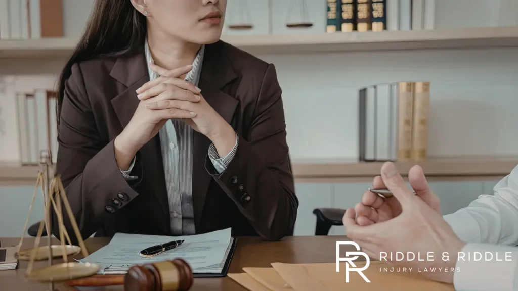 female lawyer working with a client that had a a dupixent consultation